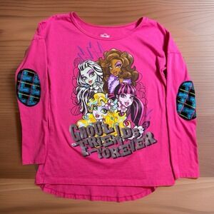 MONSTER HIGH Long Sleeve Top Shirt Girls Size 10/12 Draculaura Frankie Clawdeen